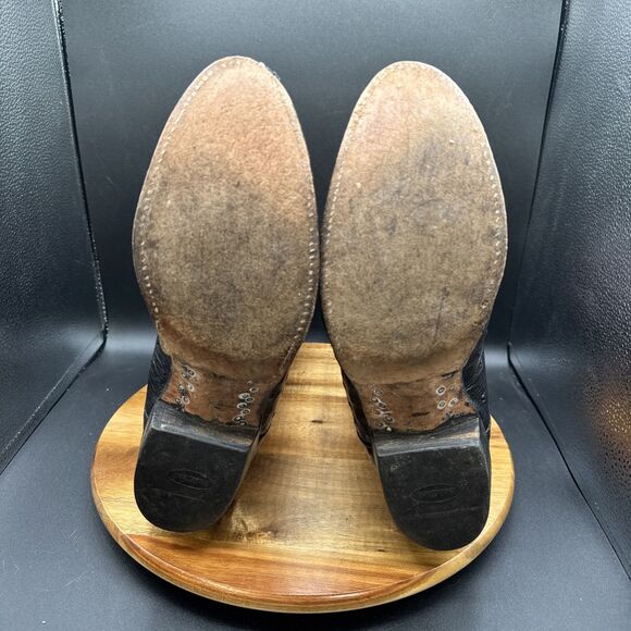 Lucchese 2000 Ostrich Black Cherry Mens Size 10.5 D Cowboy Boots T3116R4 - Picture 6 of 11